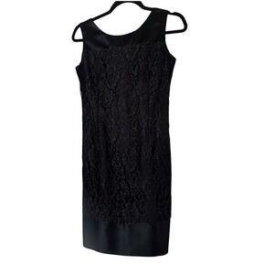 Datiani Vintage Black Lace Cocktail Dress Sleeveless Scoop Back Size 6 Glam USA
